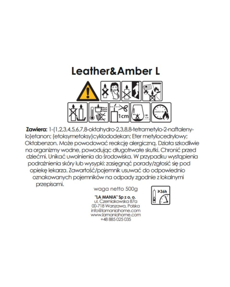 Świeca Leather&Amber L
