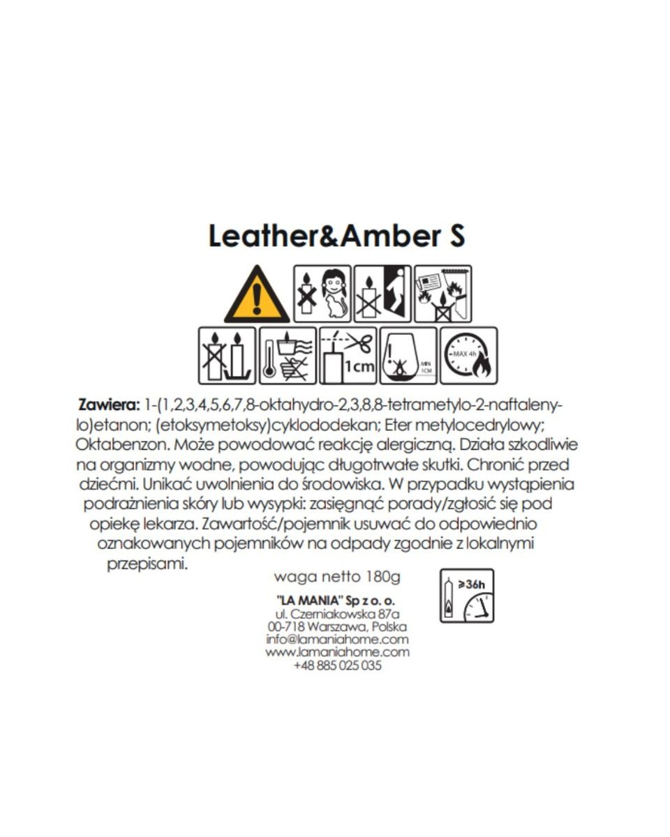 Świeca Leather&Amber S