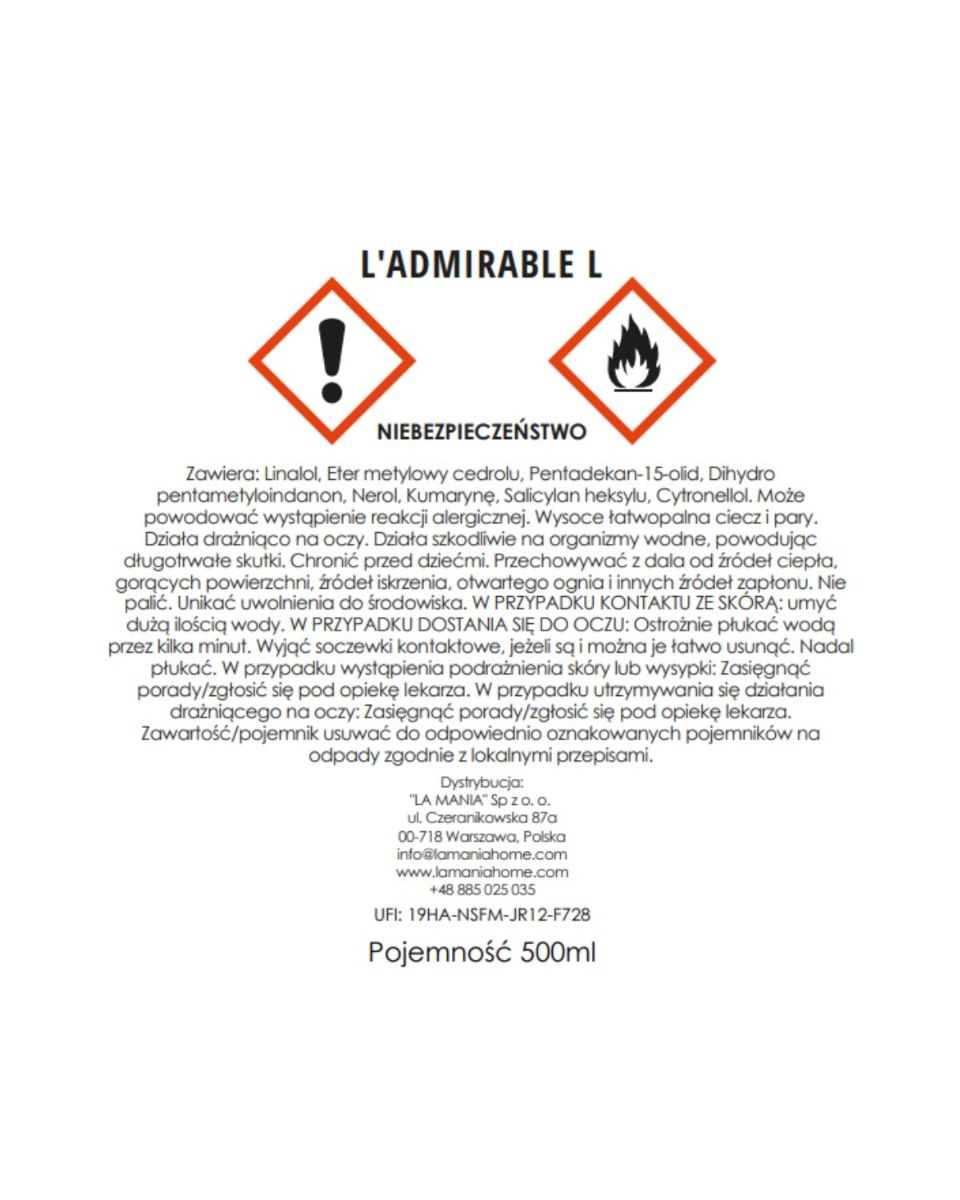 Dyfuzor L'Admirable 500 ml