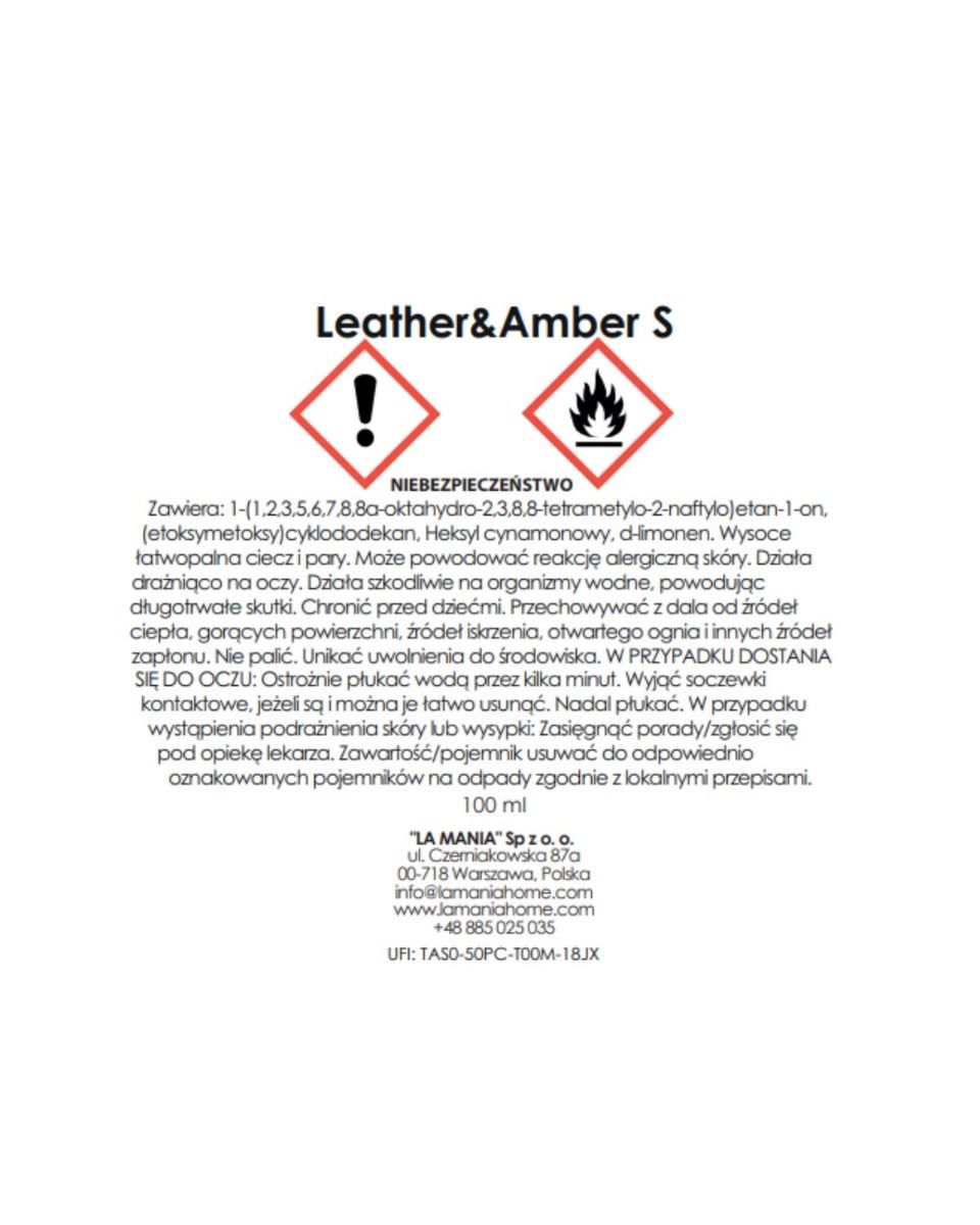 Dyfuzor Leather&Amber S