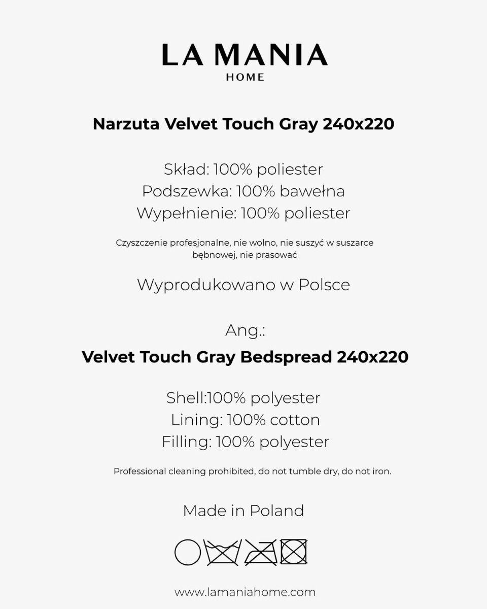 Narzuta Velvet Touch Gray